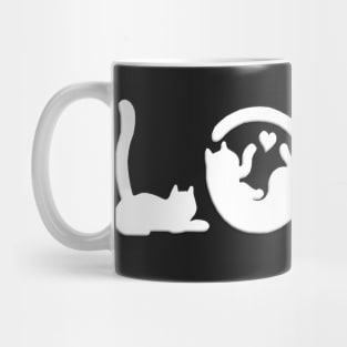 Love Cats White Silhouette Mug